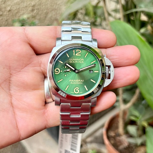 Luminor Panerai Marina Pam1950 Silver Green Dial Lp107