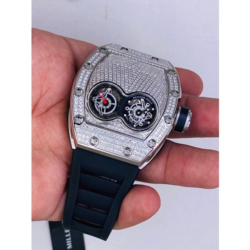 Richard Mille Double Dial Diamond Silver Quartz Rm101